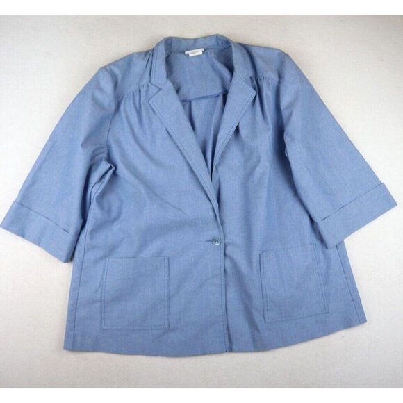 VINTAGE WOMEN'S BLUE 3/4 SLEEVE BUTTON-UP TOP - COS COB - SIZE 38 - Picture 1 of 8